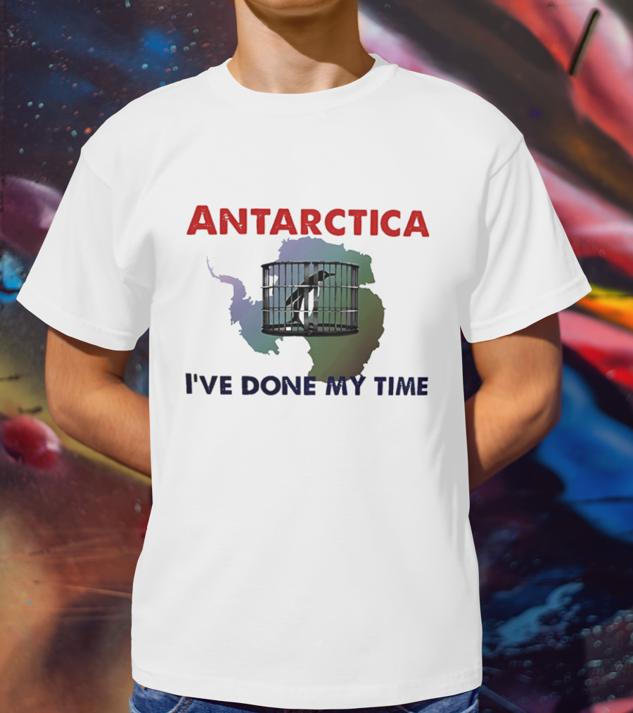 Antarctica I’ve Done My Time Penguin Jail Map T-Shirt
