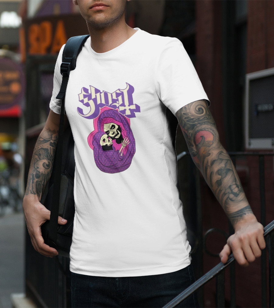 Rockabilia Ghost She Is The Light The Warmth The Power Without Her I Am Lost Hail Mom Skeletons Hugging T-Shirt
