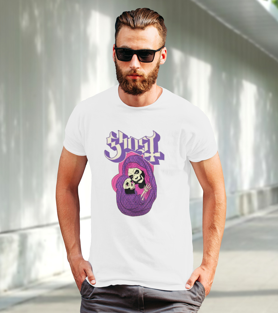 Rockabilia Ghost She Is The Light The Warmth The Power Without Her I Am Lost Hail Mom Skeletons Hugging T-Shirt