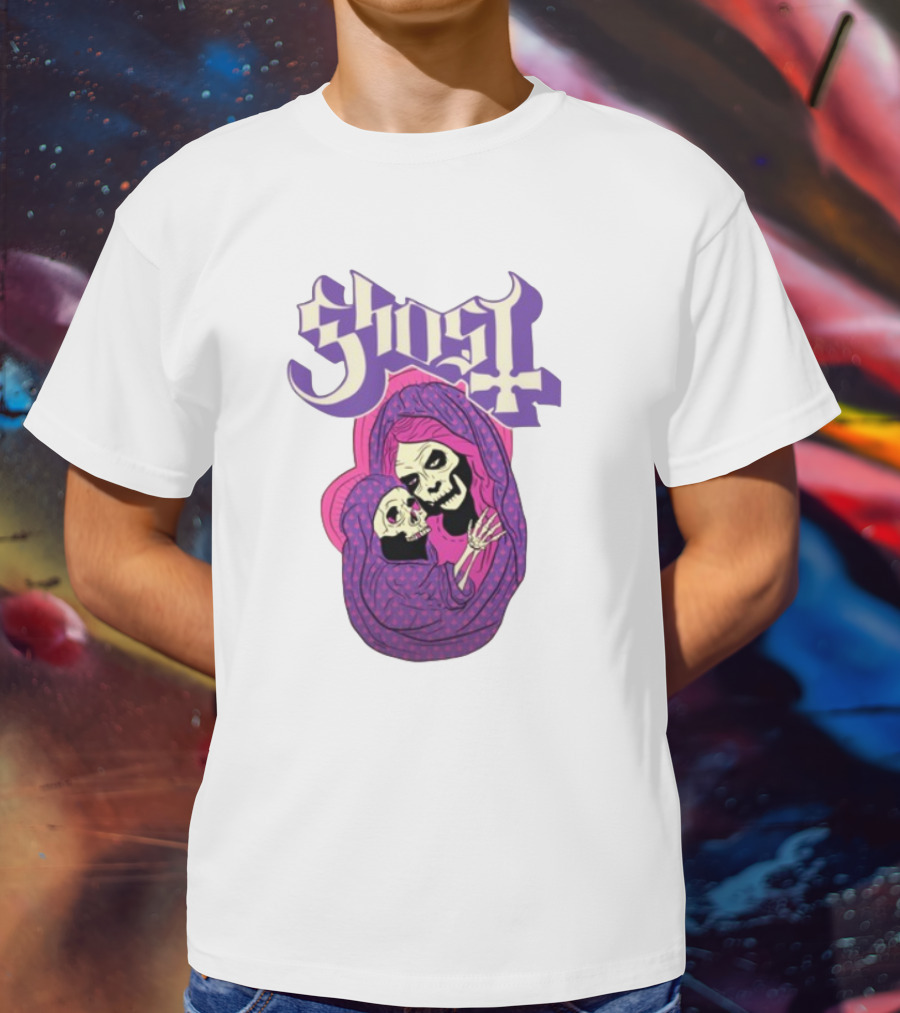 Rockabilia Ghost She Is The Light The Warmth The Power Without Her I Am Lost Hail Mom Skeletons Hugging T-Shirt