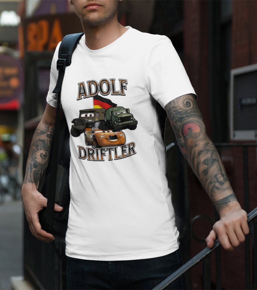 Pixar Cars Adolf Driftler Cartoon Parody T-Shirt