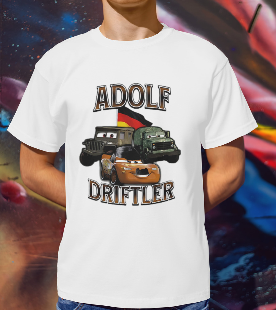 Pixar Cars Adolf Driftler Cartoon Parody T-Shirt