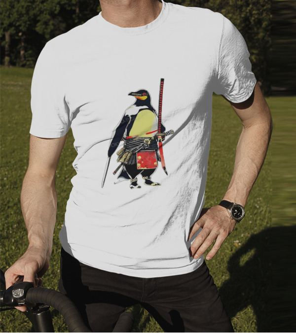 Samurai Penguin Katana Warrior With Traditional Armor T-Shirt
