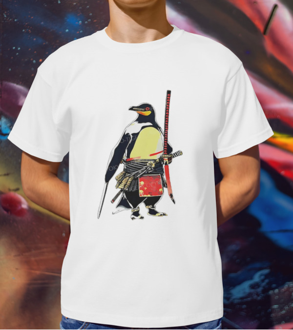 Samurai Penguin Katana Warrior With Traditional Armor T-Shirt