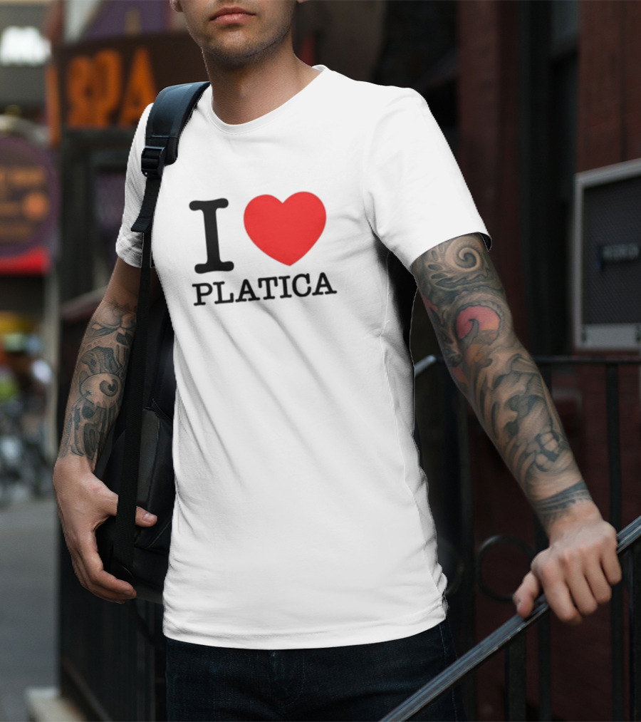 Sazonstudios I Heart Platica Bold Text Red Heart Design T-Shirt
