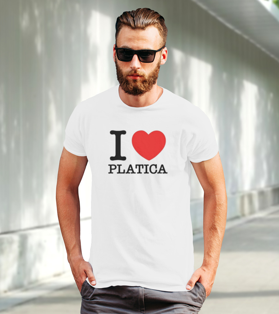 Sazonstudios I Heart Platica Bold Text Red Heart Design T-Shirt