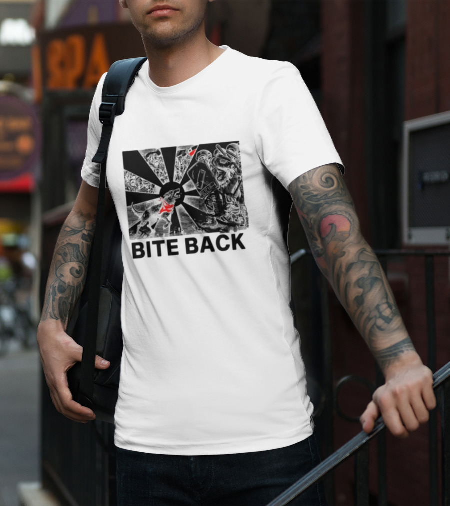 Punkwithacamera Bite Back Protest Artwork With Charging Dog And Riot Police T-Shirt