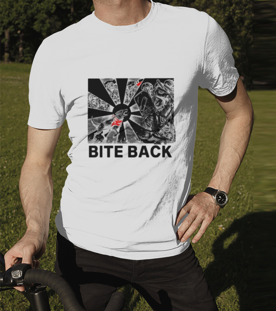 Punkwithacamera Bite Back Protest Artwork With Charging Dog And Riot Police T-Shirt