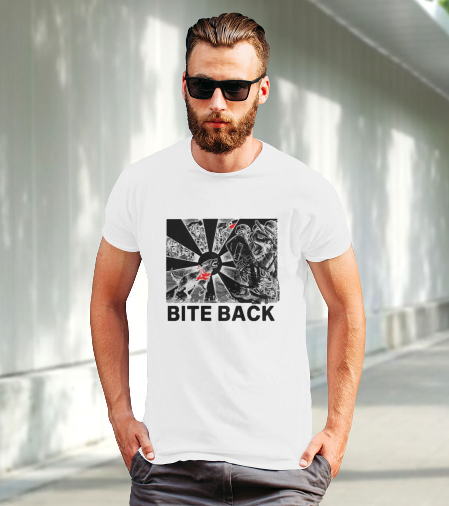 Punkwithacamera Bite Back Protest Artwork With Charging Dog And Riot Police T-Shirt