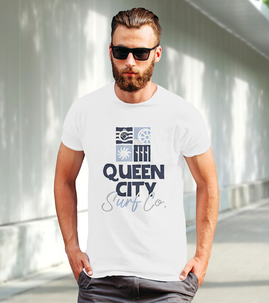 Queen City Surf Co Ocean Waves And Nautical Wheel Adventure T-Shirt