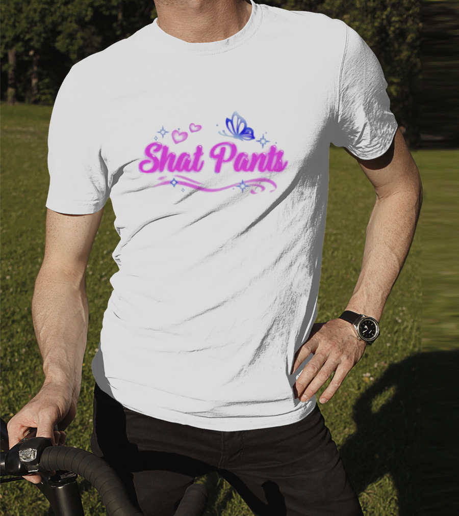 "Shat Pants Hearts And Butterfly Neon Graphic" T-Shirt