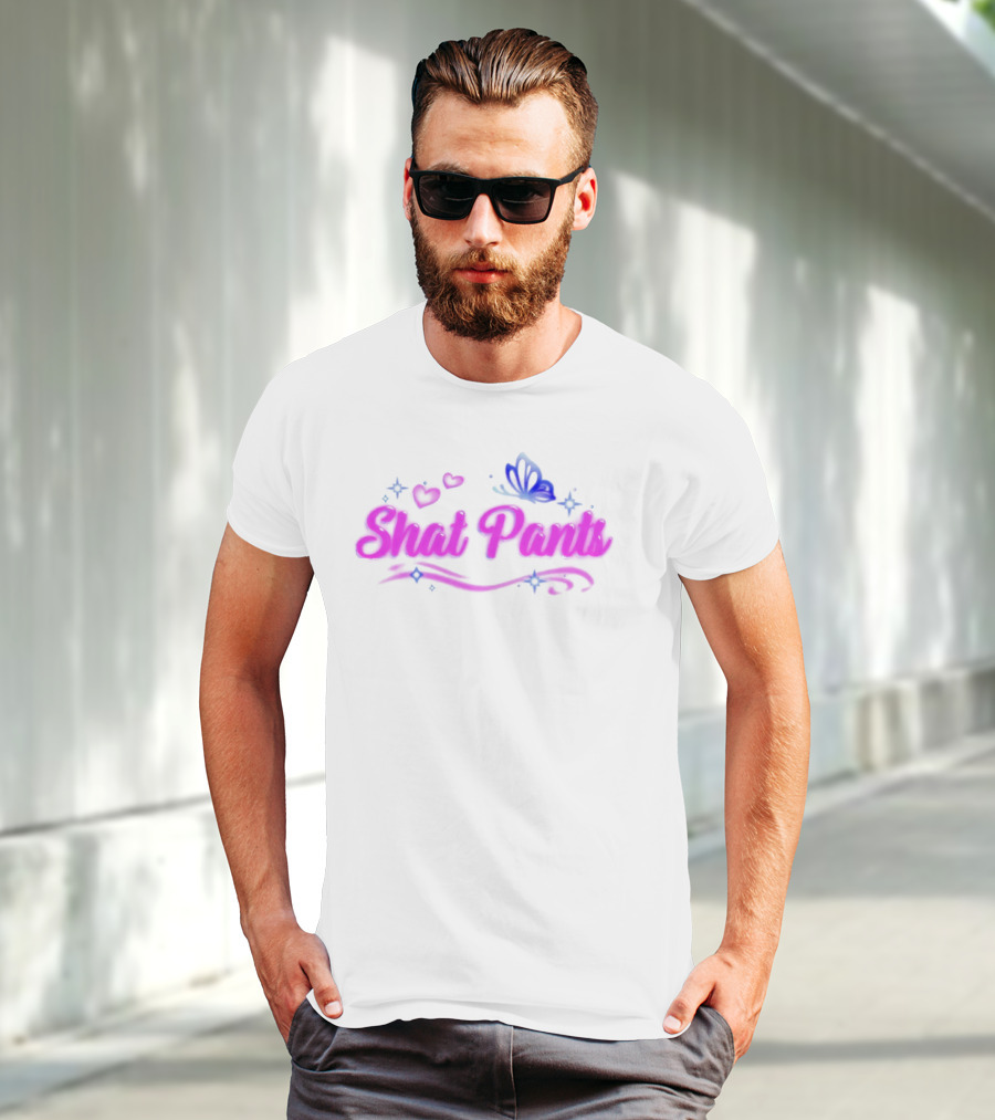 "Shat Pants Hearts And Butterfly Neon Graphic" T-Shirt