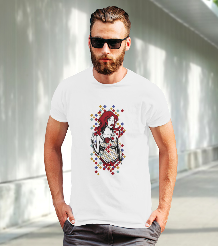 Redhead Warrior Sexy Girl Colorful Abstract Design T-Shirt