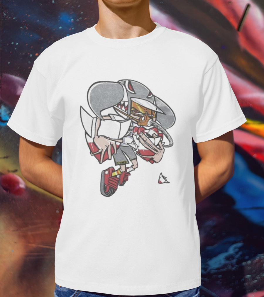 Gimme Project Shark Character With Red Sneaker And Hose T-Shirt