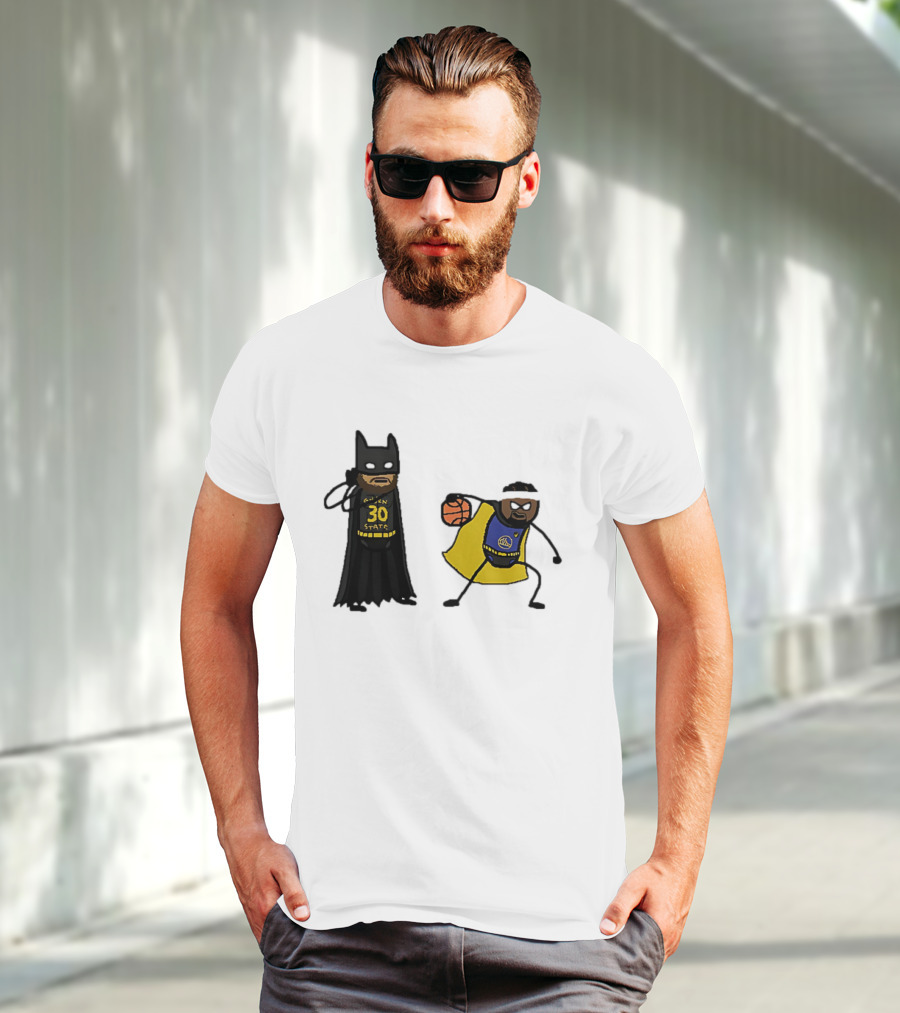 Batman Robin Stephen Curry Jimmy Butler Golden State Warriors Basketball Cartoon T-Shirt