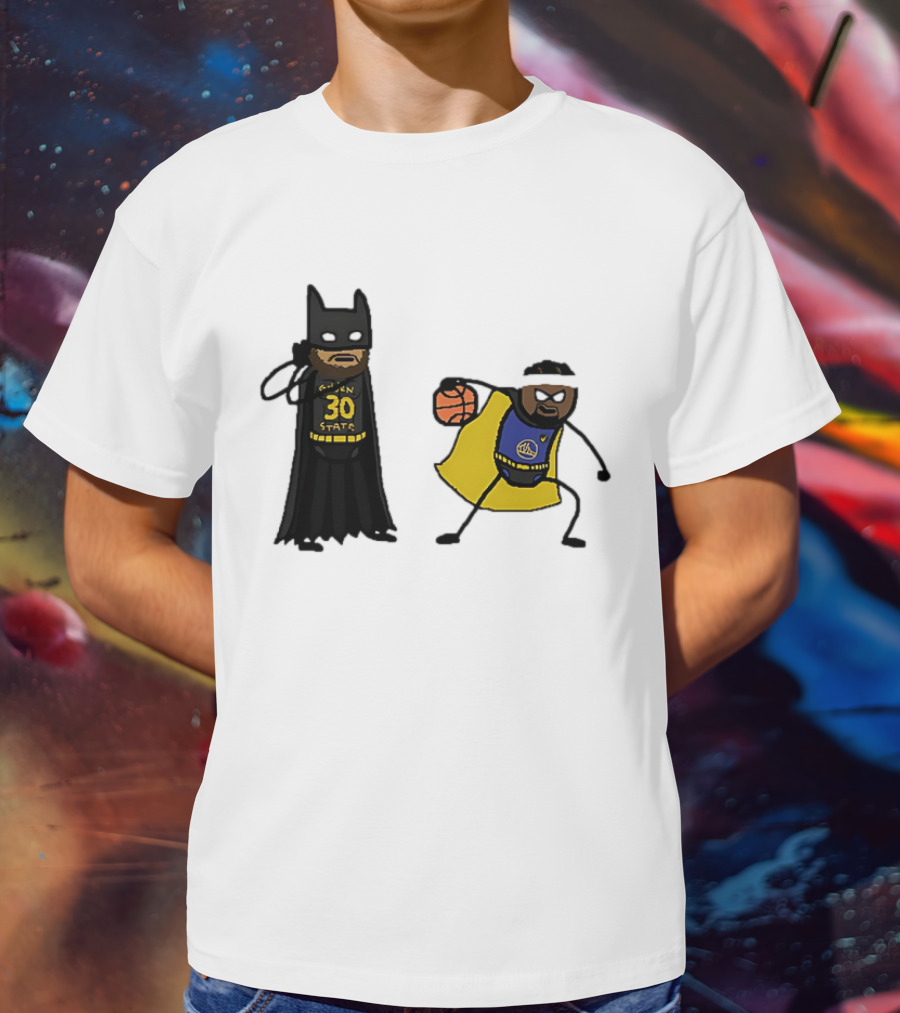 Batman Robin Stephen Curry Jimmy Butler Golden State Warriors Basketball Cartoon T-Shirt