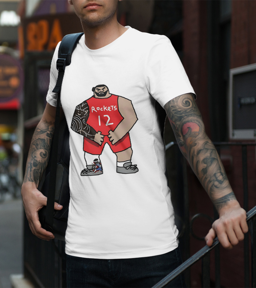 Houston Rockets Cartoon Figure No.12 Basketball Steven Adams T-Shirt