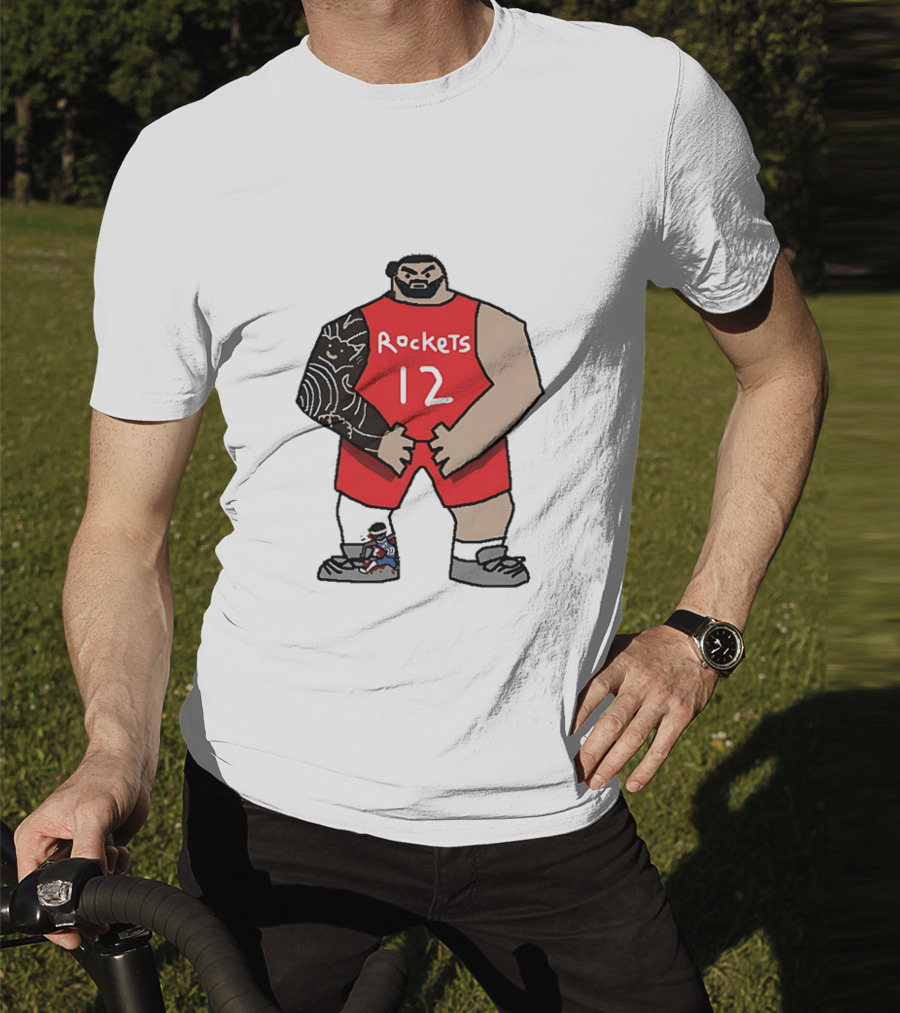 Houston Rockets Cartoon Figure No.12 Basketball Steven Adams T-Shirt