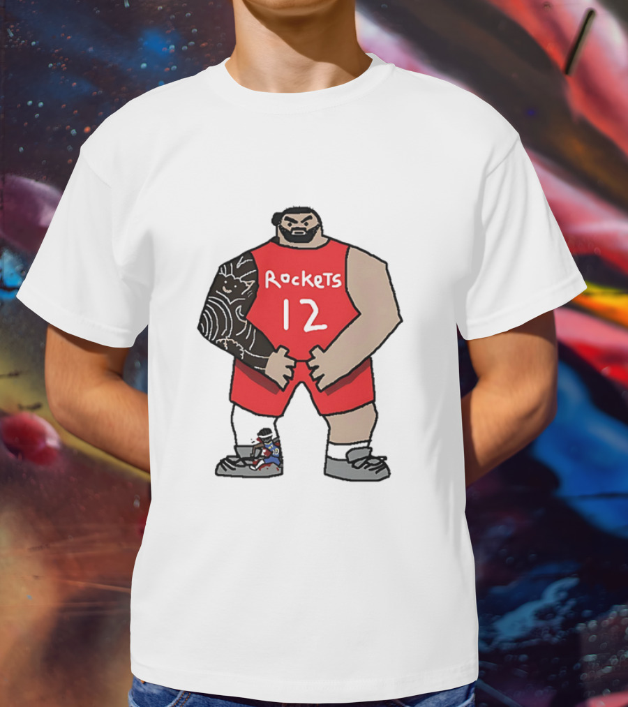 Houston Rockets Cartoon Figure No.12 Basketball Steven Adams T-Shirt