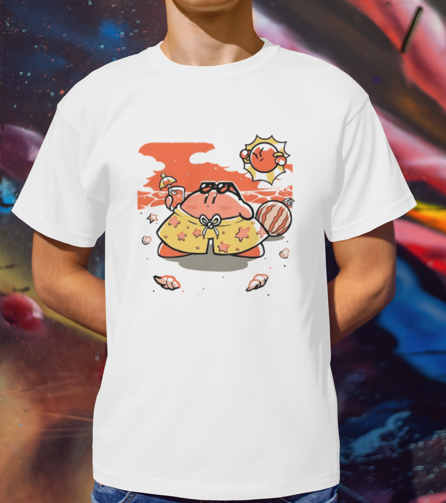 Summer Vibes Hanshumon Cute Beach Character With Sunglasses And Beach Ball T-Shirt