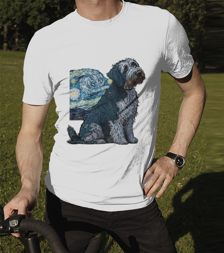 Van Gogh Starry Night Dog Painting Style T-Shirt