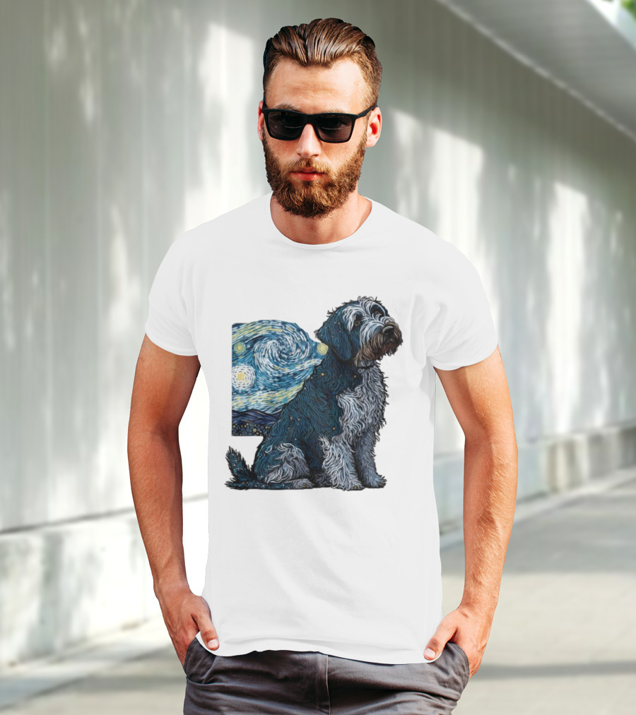 Van Gogh Starry Night Dog Painting Style T-Shirt