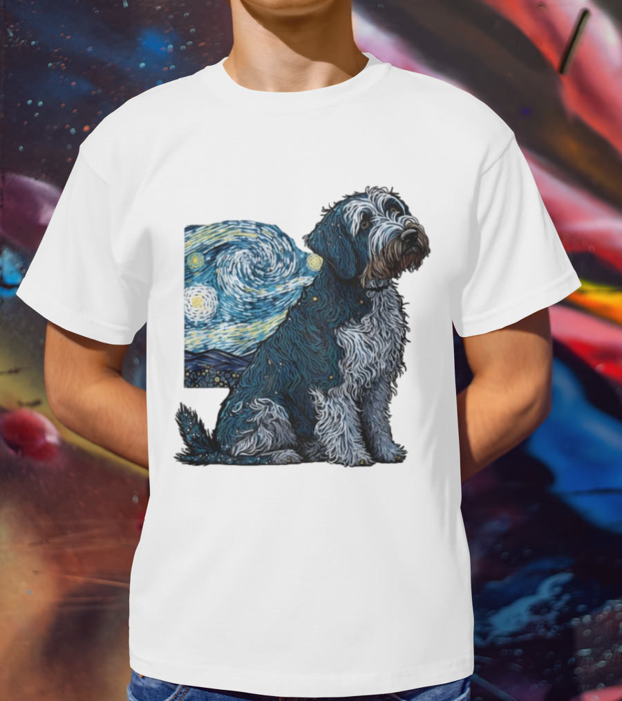 Van Gogh Starry Night Dog Painting Style T-Shirt