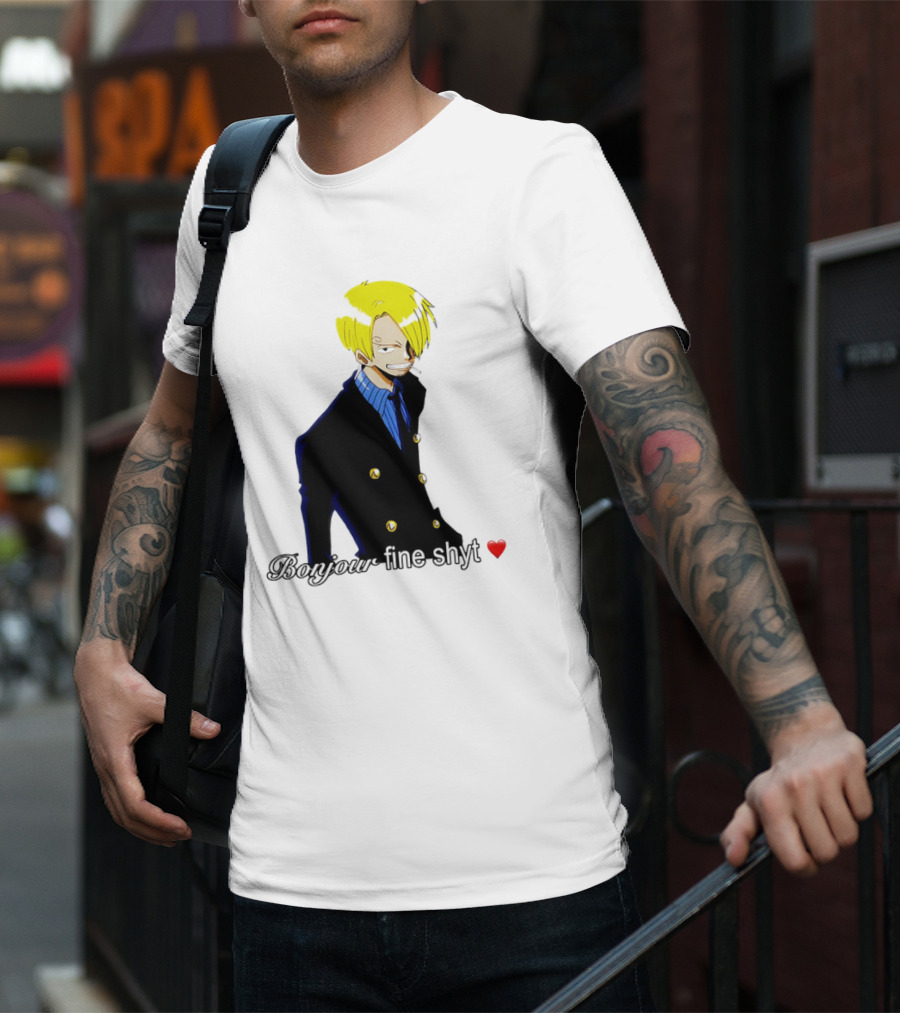 Vinsmoke Sanji Bonjour Fine Shyt Cartoon Character Heart Icon T-Shirt