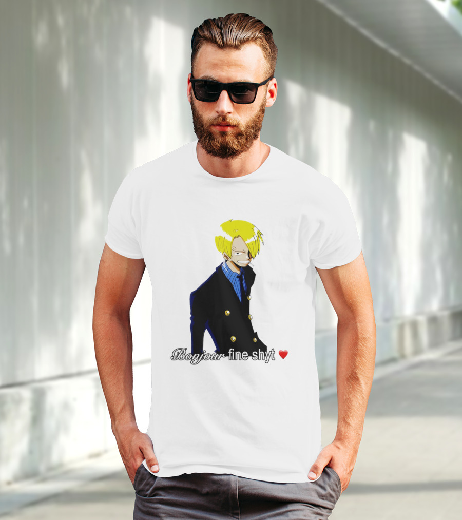 Vinsmoke Sanji Bonjour Fine Shyt Cartoon Character Heart Icon T-Shirt