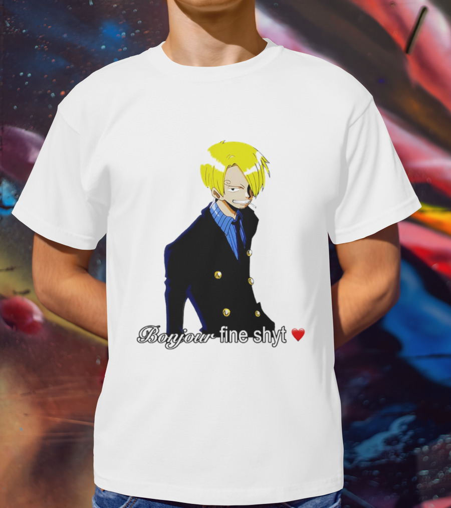 Vinsmoke Sanji Bonjour Fine Shyt Cartoon Character Heart Icon T-Shirt