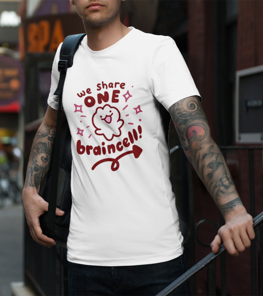 We Share One Braincell Cute Character With Heart And Sparkles T-Shirt