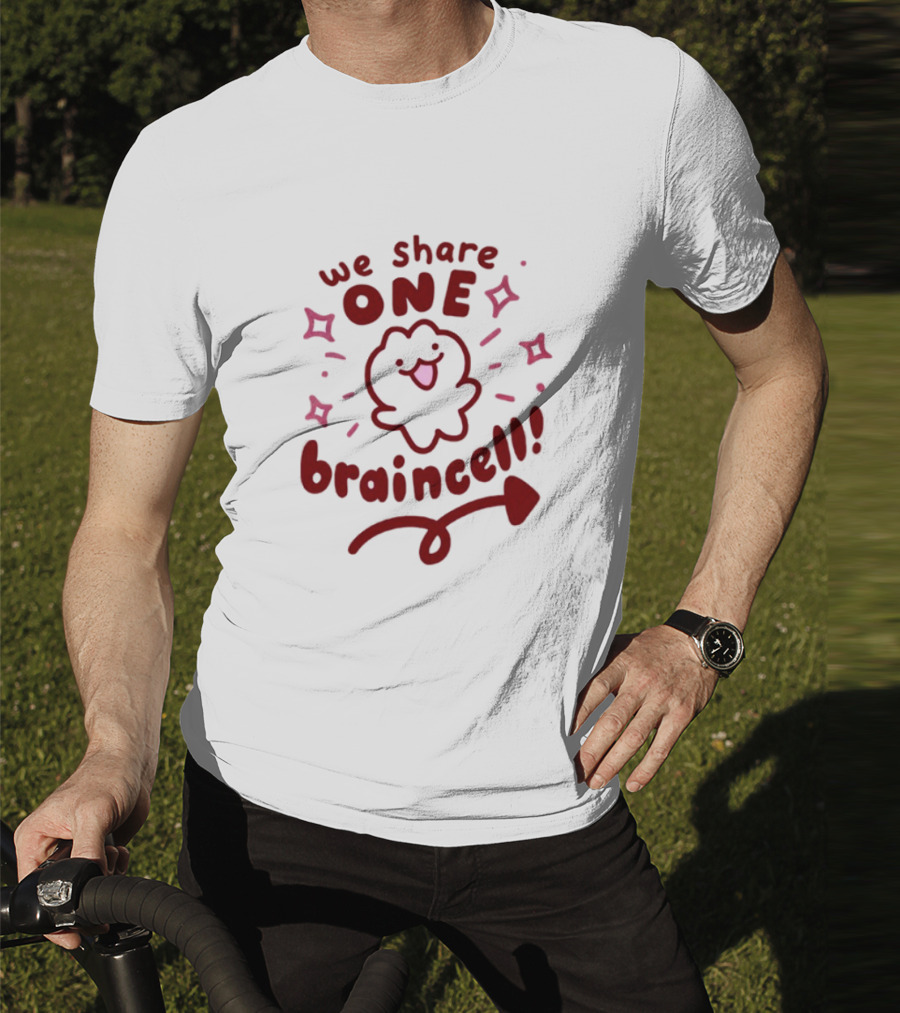 We Share One Braincell Cute Character With Heart And Sparkles T-Shirt