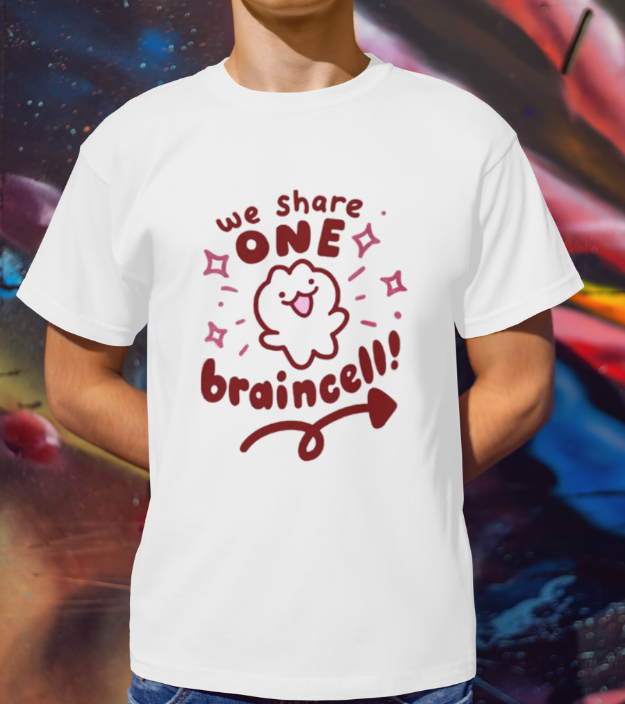 We Share One Braincell Cute Character With Heart And Sparkles T-Shirt