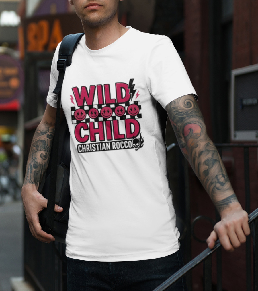 Wild Child Smiles Lightning Emojis Christian Rocco T-Shirt