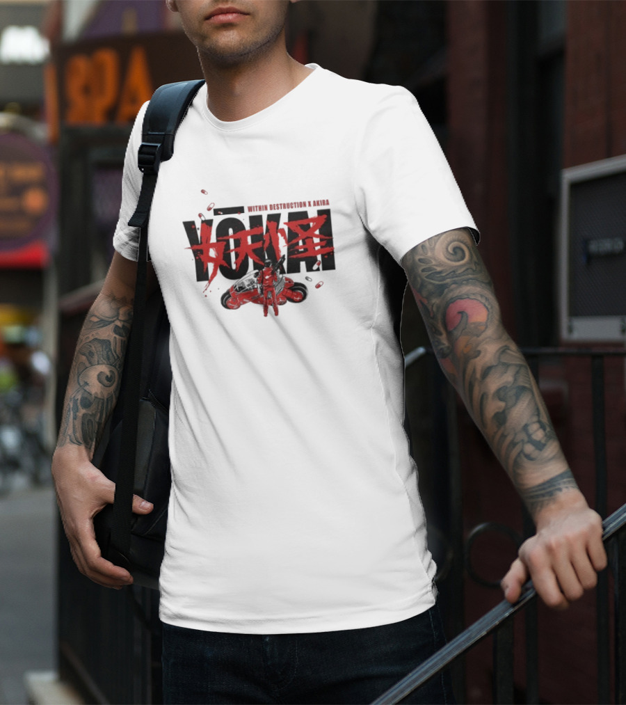 Within Destruction Akira Yokai Kanji And Motorcycle Scene T-Shirt