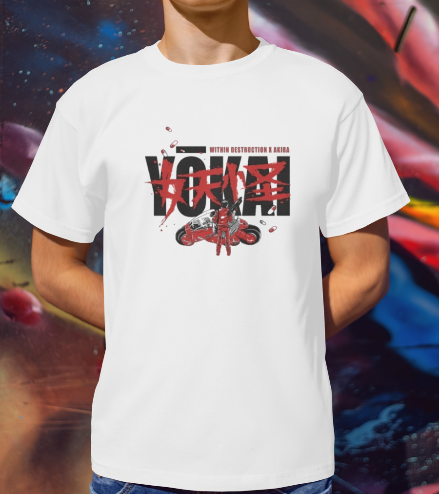 Within Destruction Akira Yokai Kanji And Motorcycle Scene T-Shirt