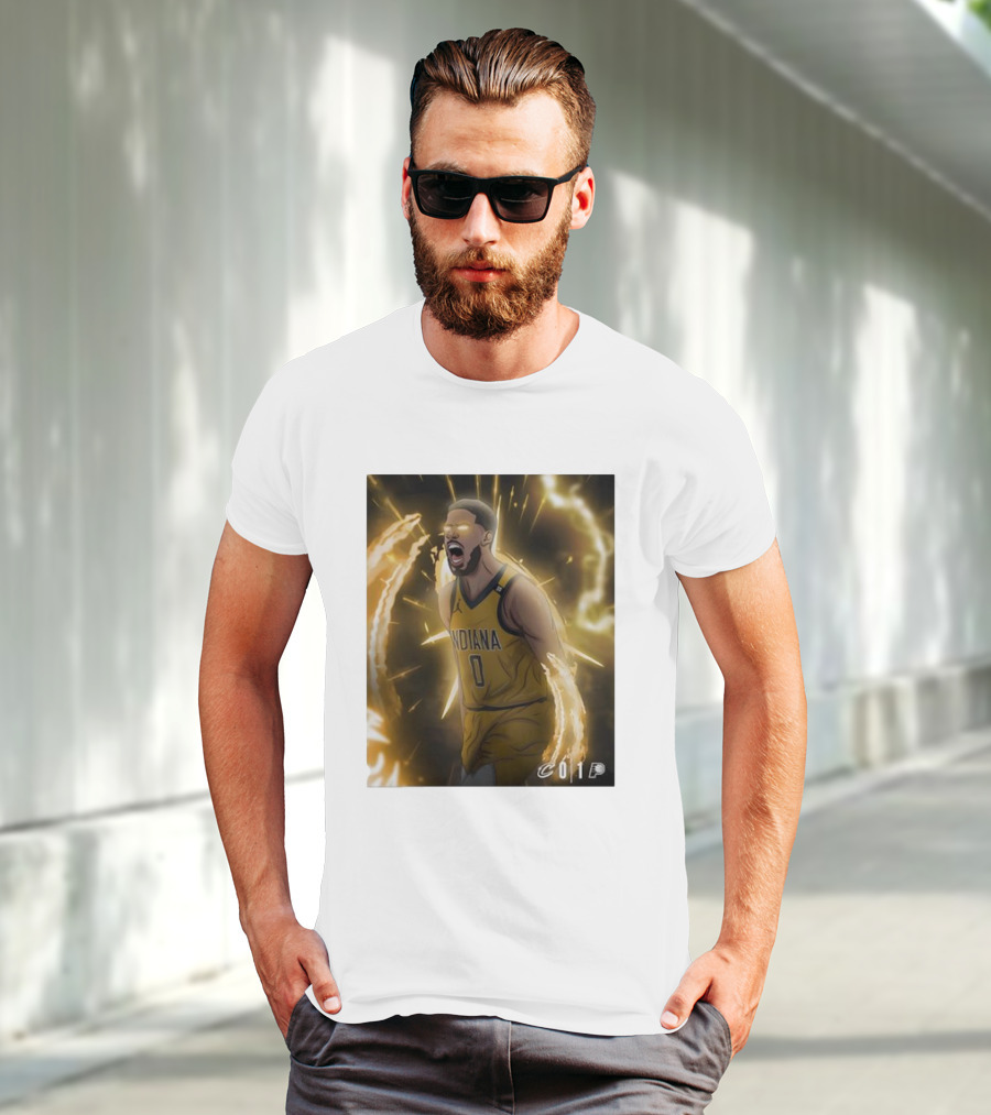 Tyrese Haliburton Indiana Pacers Game 1 Cavaliers Showdown NBA Artwork T-Shirt
