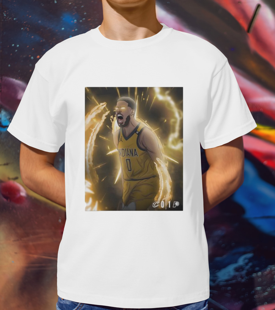 Tyrese Haliburton Indiana Pacers Game 1 Cavaliers Showdown NBA Artwork T-Shirt