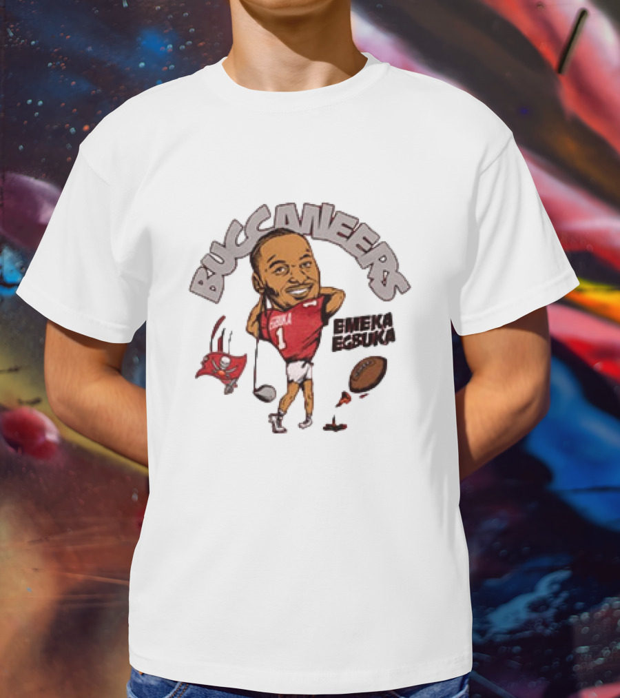 Tampa Bay Buccaneers Emeka Egbuka Football Cartoon Character Sports Fan Art T-Shirt