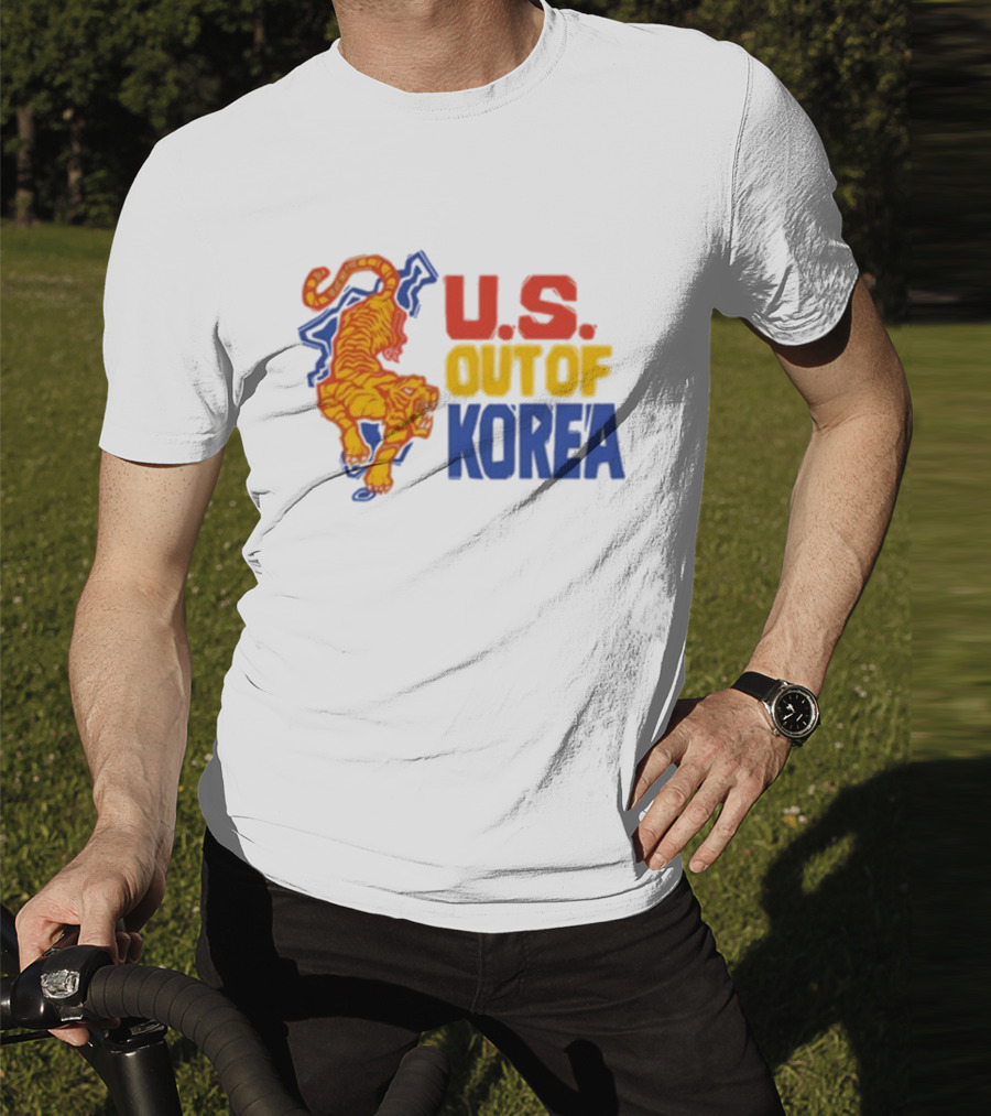 U.S. Out Of Korea Tiger Graphic Retro Style T-Shirt