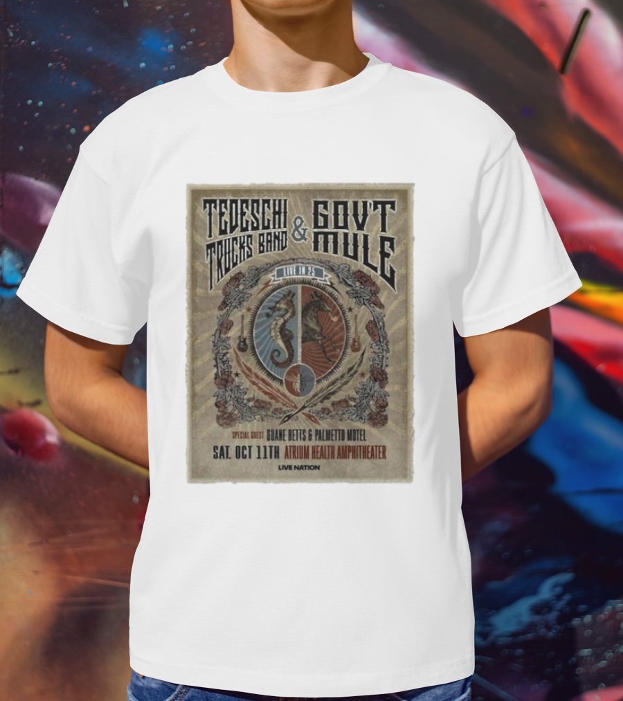 Tedeschi Trucks Band & Gov’t Mule Live In 25 Macon Georgia October 11 Atrium Health Amphitheater Special Guest Jiane Betts & Palmetto Motel T-Shirt