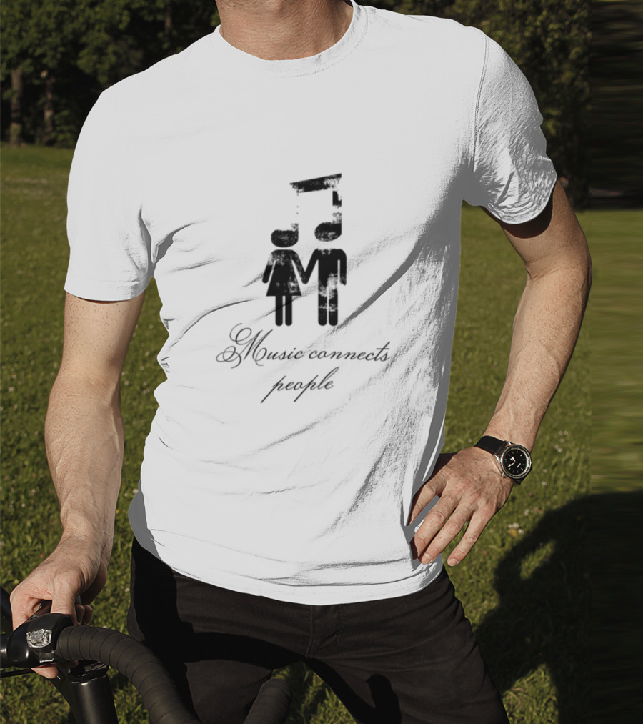 Slechthart Music Connects People Robot And Teddy Bear Illustration T-Shirt