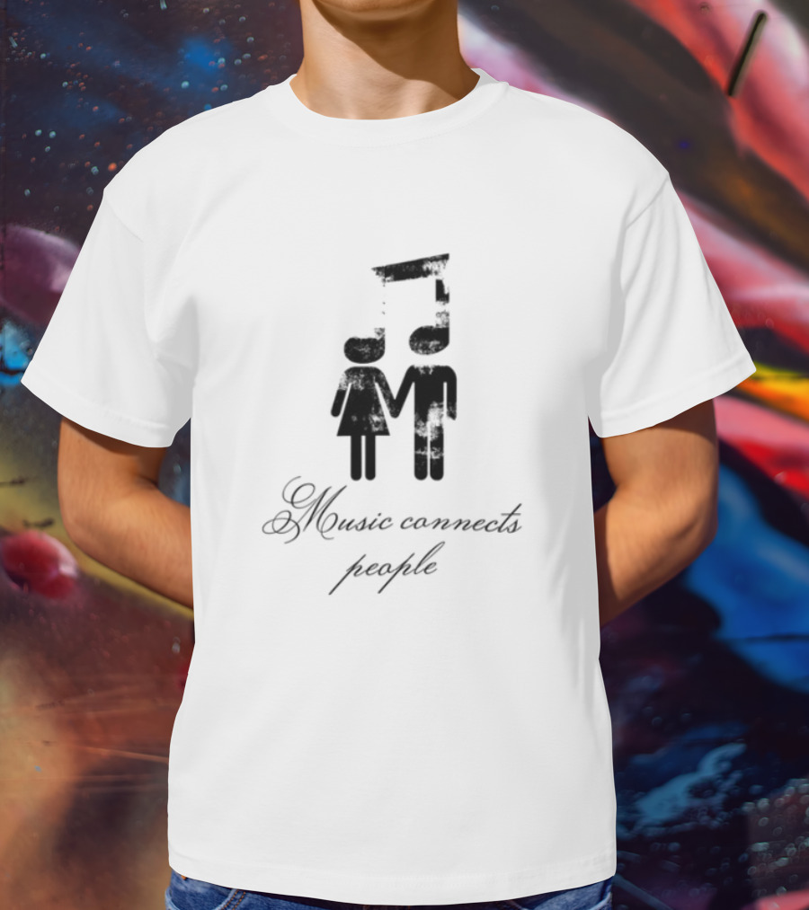 Slechthart Music Connects People Robot And Teddy Bear Illustration T-Shirt