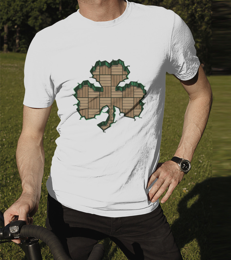 Smashed Shamrock Parquet Hardwood Basketball Court Pattern T-Shirt