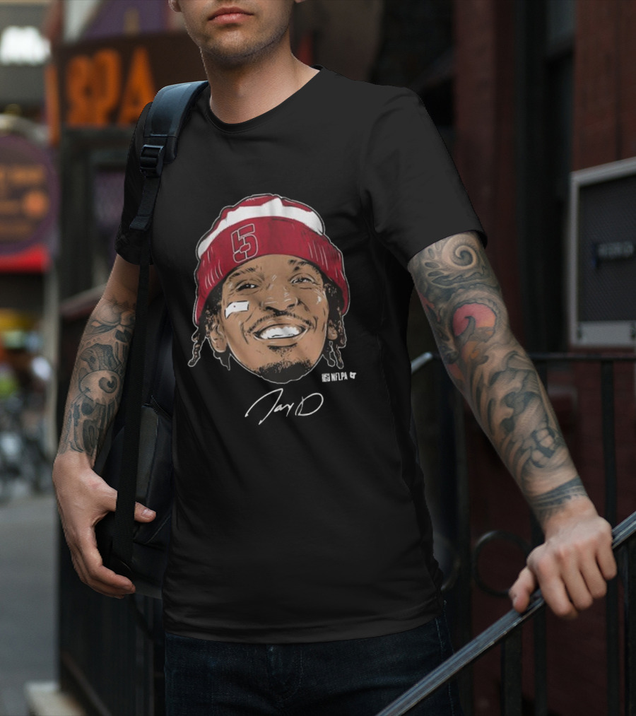 Jayden Daniels Face Bandage With Number 5 Signature T-Shirt
