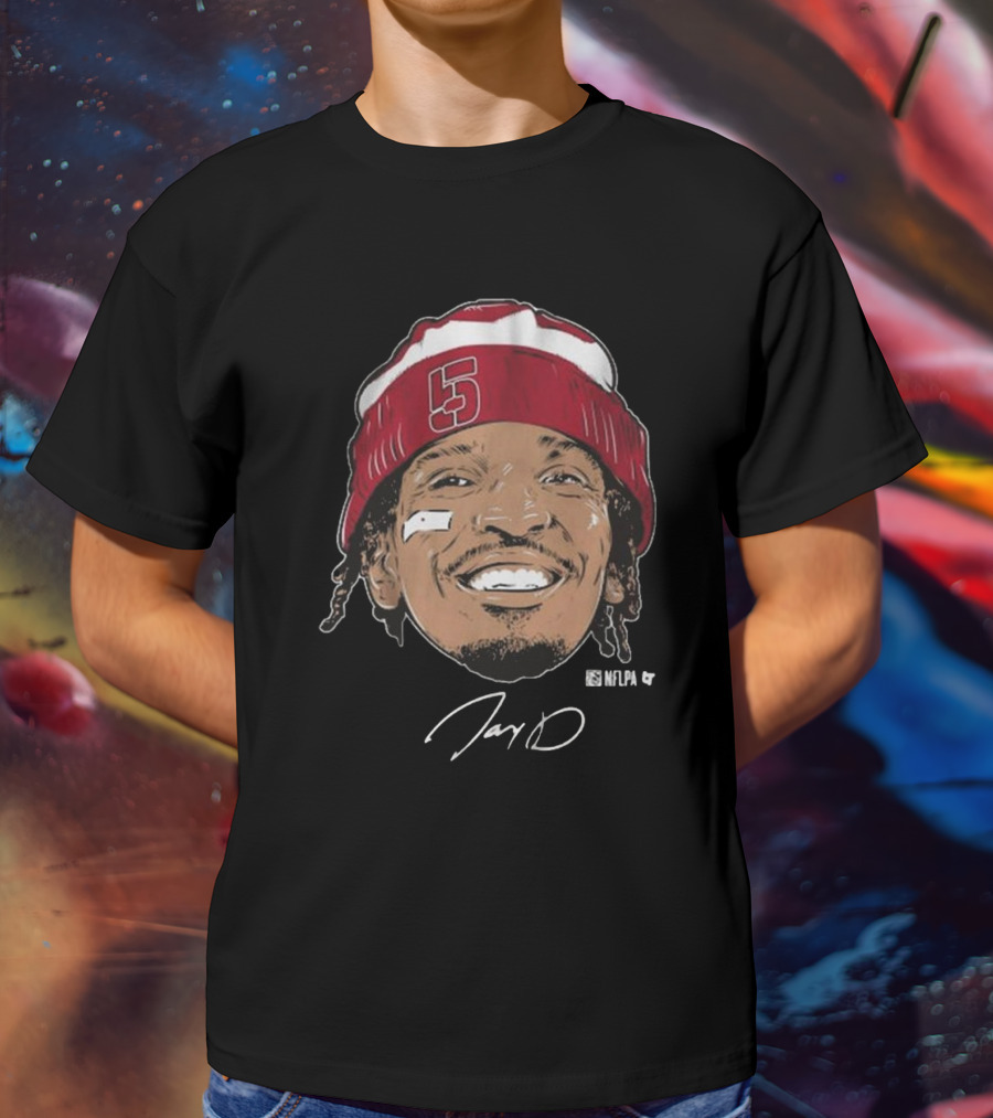 Jayden Daniels Face Bandage With Number 5 Signature T-Shirt