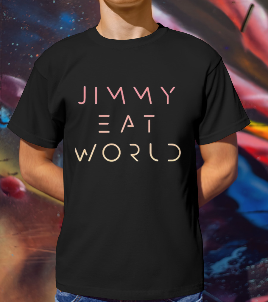 Jimmy Eat World Futuristic Neon Pink Orange Text T-Shirt