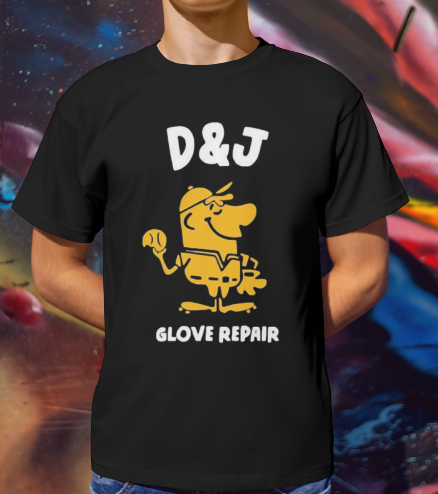 D&J Glove Repair Baseball Character With Cap And Ball T-Shirt