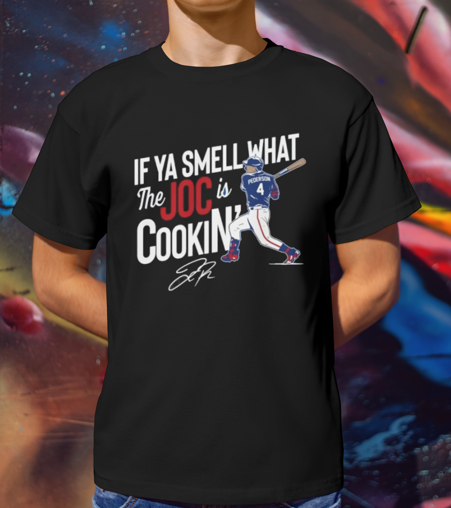 Joc Pederson If Ya Smell What The Joc Is Cookin Baseball Batting Stance T-Shirt