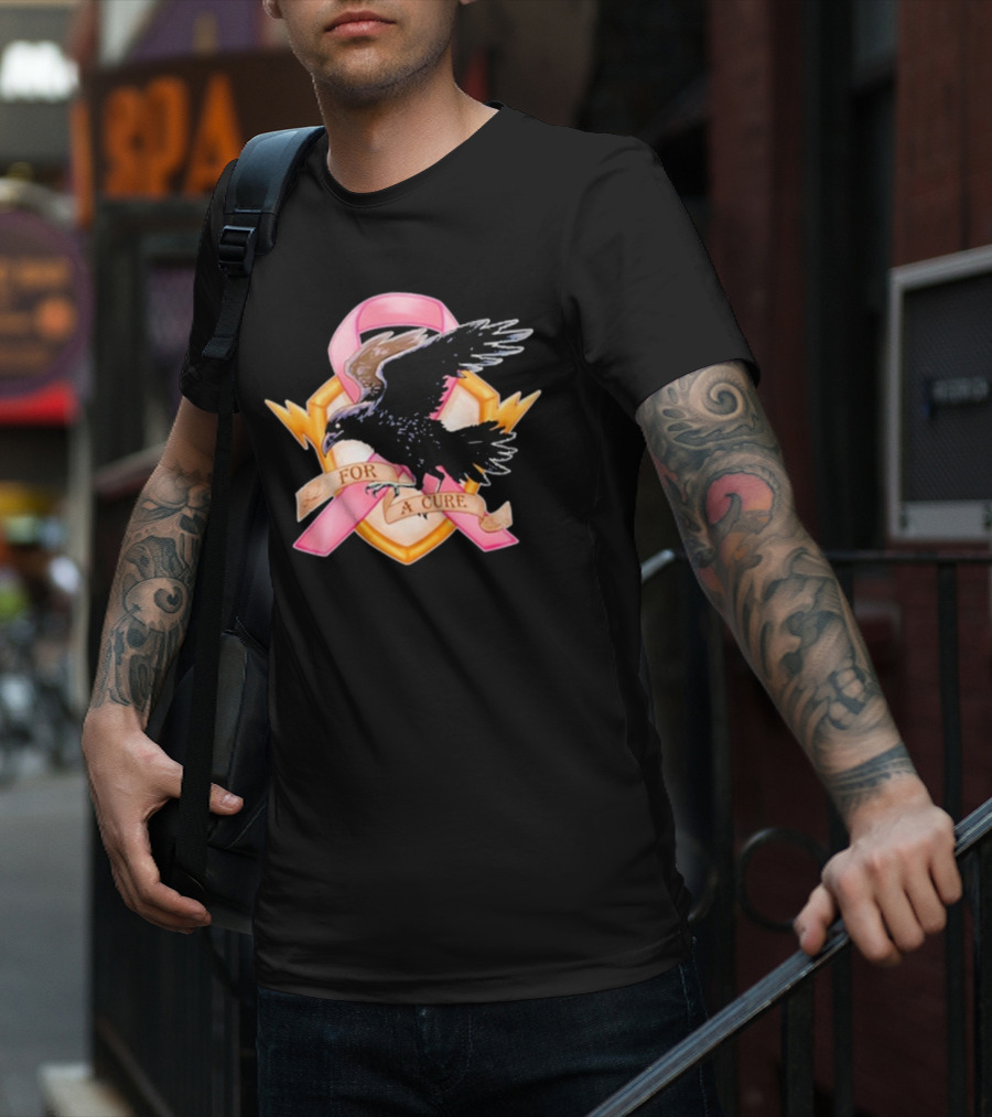 Jordan Crowe Breast Cancer Awareness Pink Ribbon Crow T-Shirt